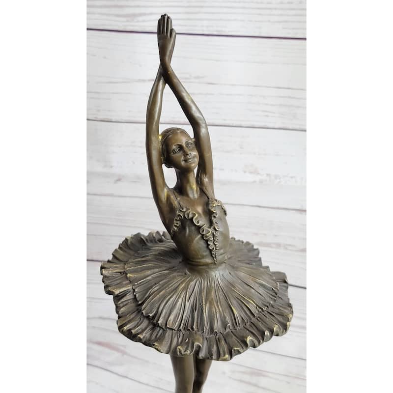 Large Miguel Lopez Prima Ballerina Wearing Tutu Genuine Bronze Sculpture Statue