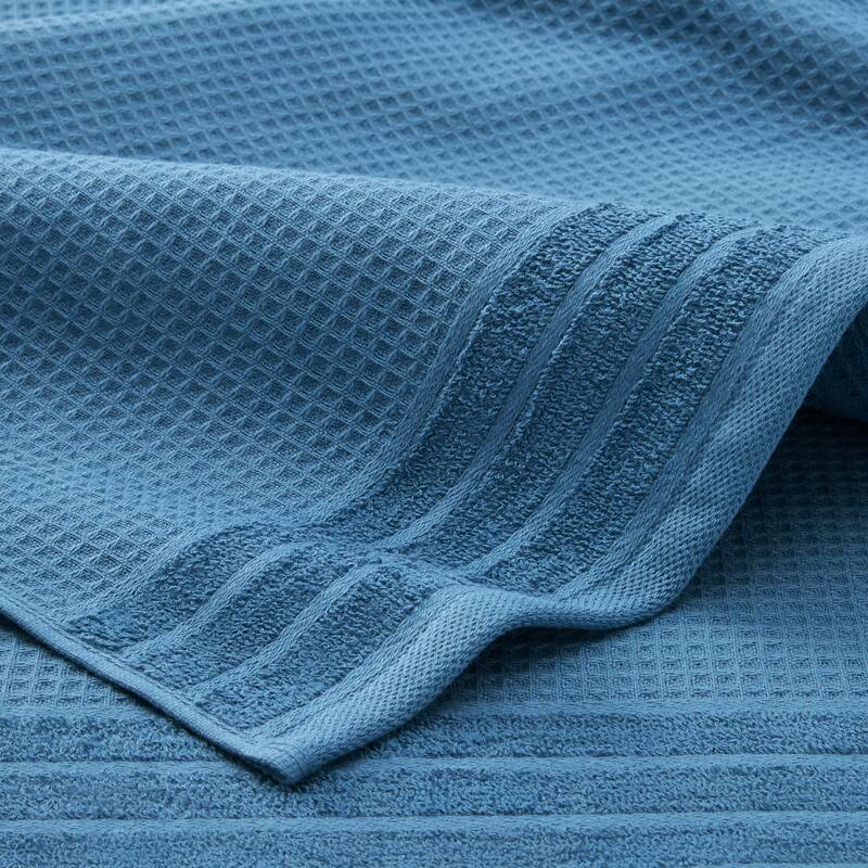TOWN & COUNTRY BASICS 4-Piece Waffle Woven Terry Stripe Bath Towel Set, - 30"x56"