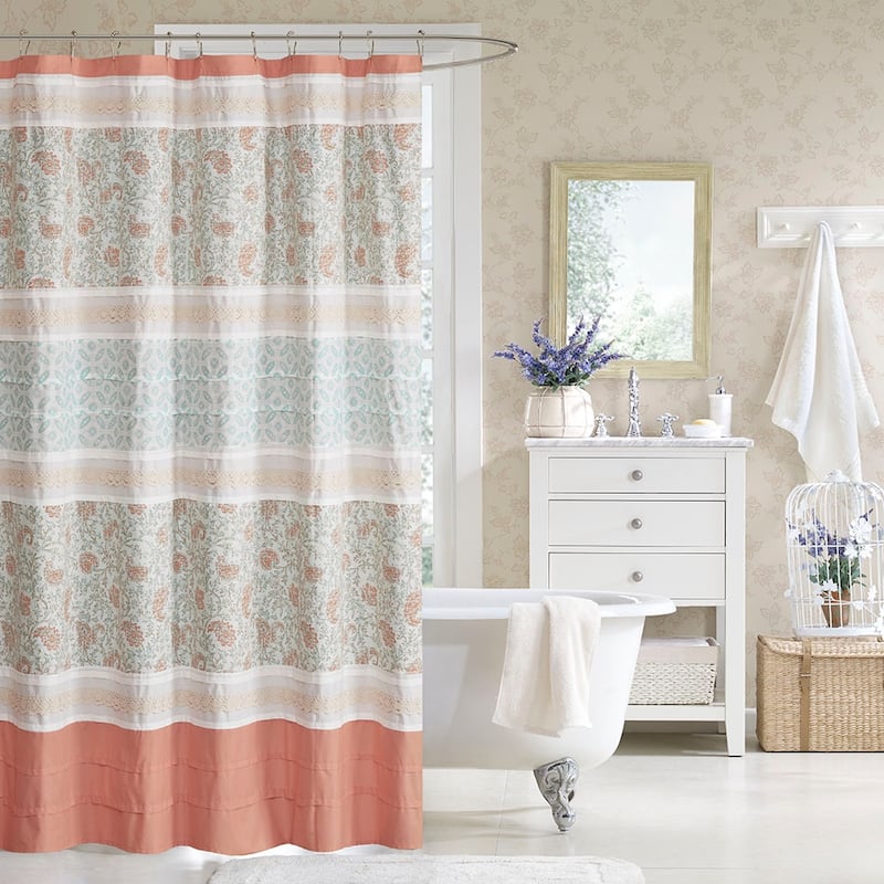 Cotton Shower Curtain - Coral