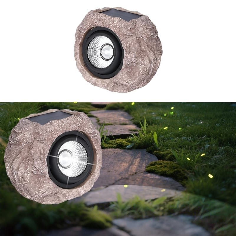Solar Rock Lights Outdoor – Waterproof LED Spotlights for Garden, Pathway, Yard Decor - Gray - Gray