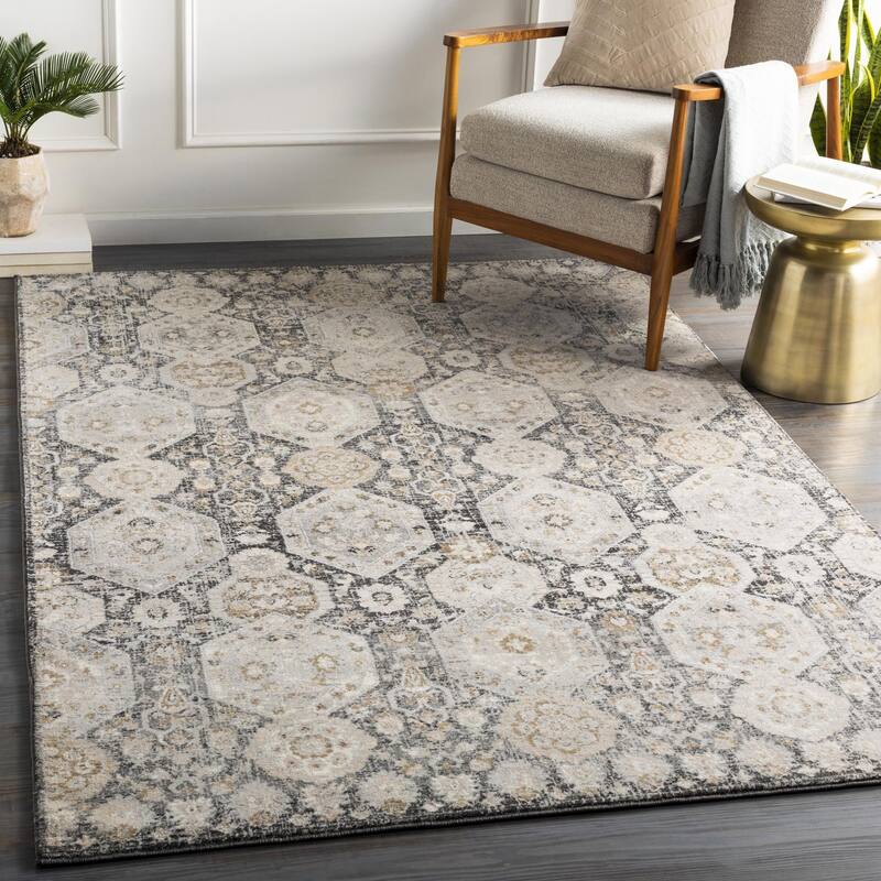 Livabliss Indigo Arts & Crafts Medallion Area Rug - 8' 7" x 12' 4" - Charcoal