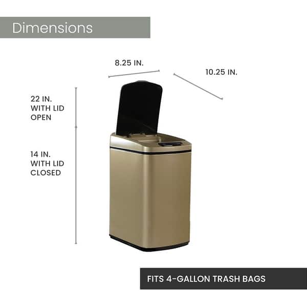 Hanover 9Liter / 2.3Gallon Trash Can with Sensor Lid in Gold Bed