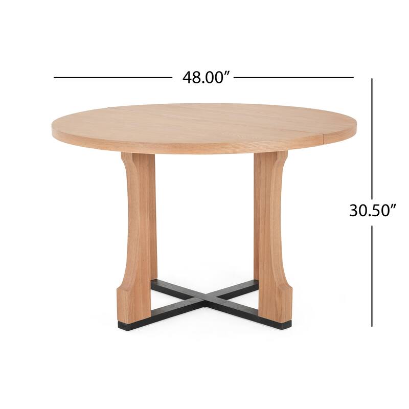 Roomfitters 48" Round Dining Table with Solid Wood Top and Sturdy Cross Base, Modern Kitchen and Dining Room Table