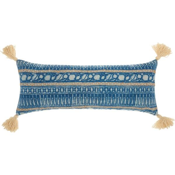 Round Pillow Blue Medallion Bohemian Eclectic Moroccan Cotton One Textured Round Pillow Blue Medallion Bohemian Eclectic Moroccan Cotton One Textured