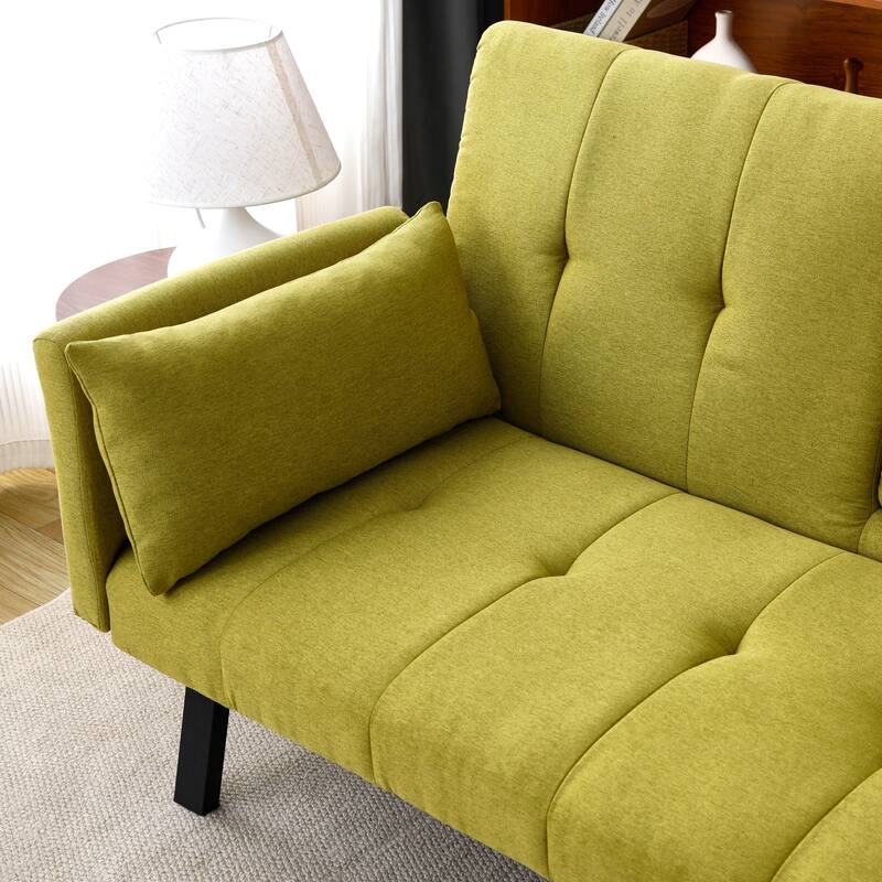 70-inch multi-functional cotton and linen sofa bed: foldable + cup holder + side storage