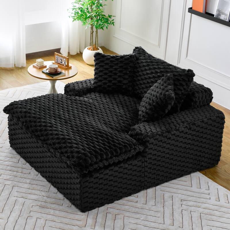 51-inch Corduroy Sofa in Black, Suitable for Multiple Scenarios
