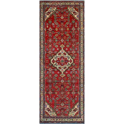 Fine Vintage Distressed Emy Red/Ivory Runner - 3'4" x 9'5"