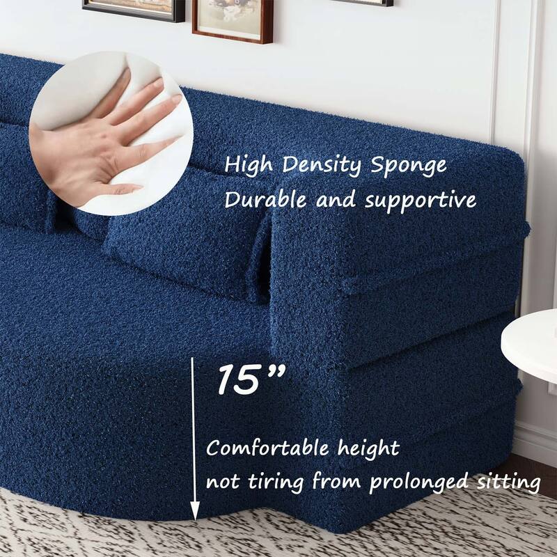 Modern Floor Sofa with 2 Pillows,Convertible Sleeper Sofa Bed
