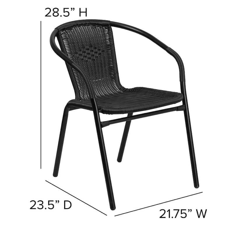 Indoor/Outdoor Stacking Rattan Restaurant Patio Chairs (Set of 2)