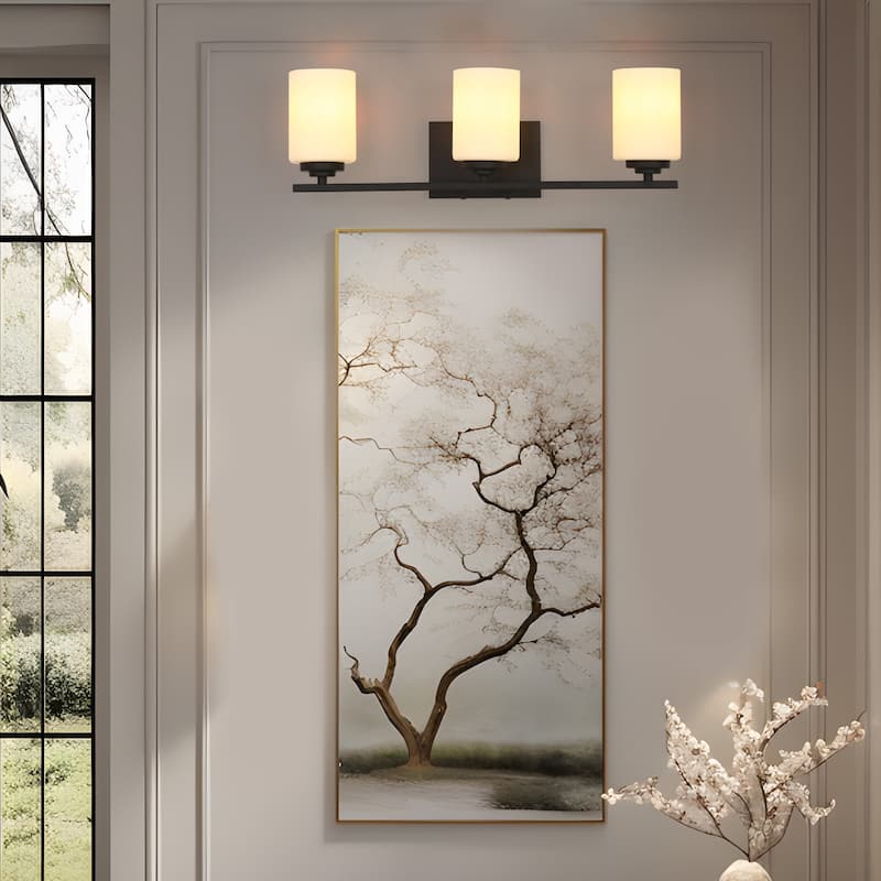 Modern Farmhouse 3-Light ORB Bathroom Vanity Light White Frosted Glass Wall Sconce - L 23" x W 6" x H 7.5"