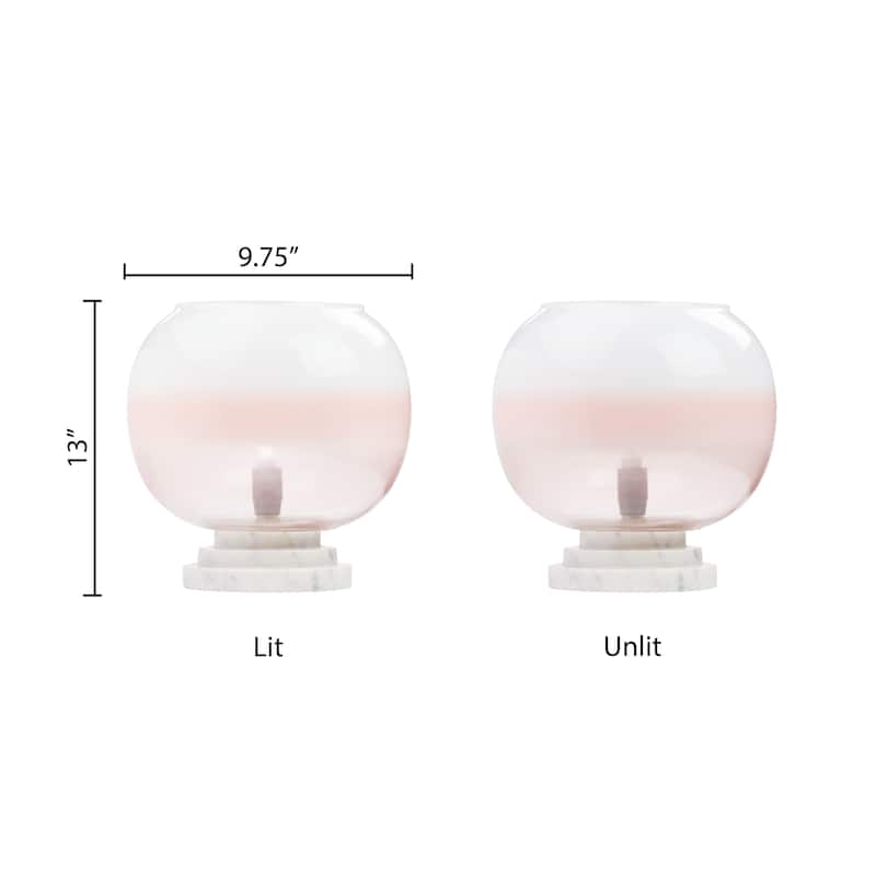 Casey River of Goods White Marble and Blown Glass Globe Shade 13-Inch Accent Lamp - 9.75" x 9.75" x 13"