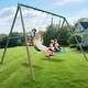 preview thumbnail 3 of 25, Hapfan 7.3ft Tall 600lb Heavy Duty Swing Set with 1 Platform Swing, 2 Belt Swings,A Frame Metal Swing Set Brown