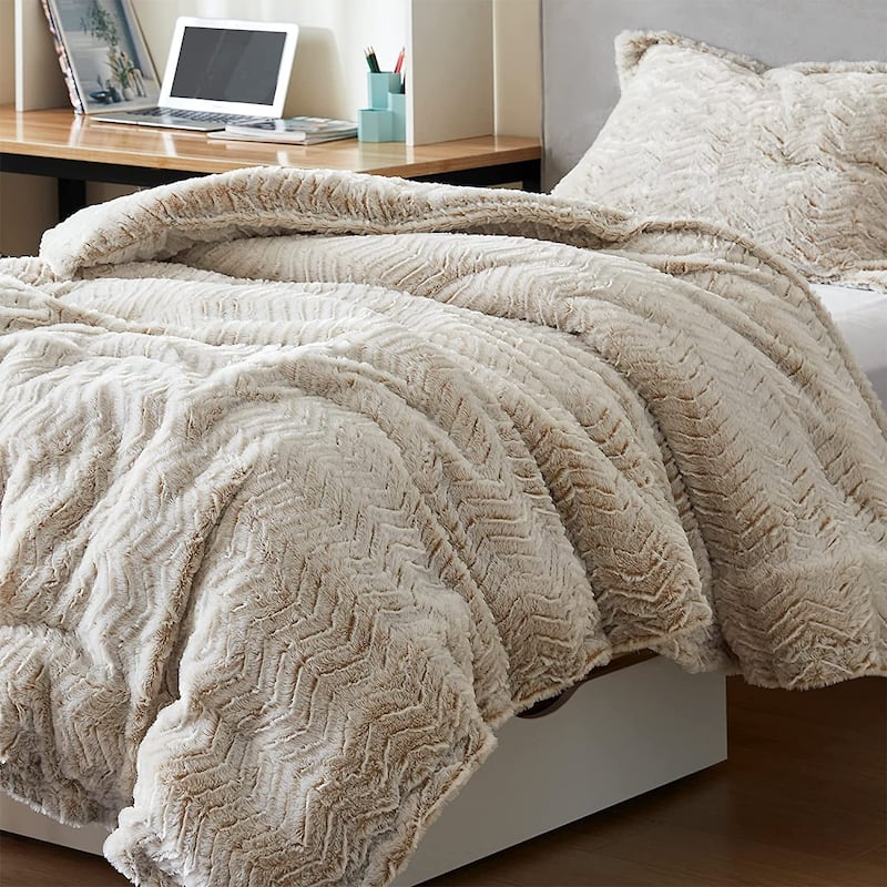 Peak of Cozy® - Coma Inducer® Oversized Comforter Set - Chevron Frosted Taupe