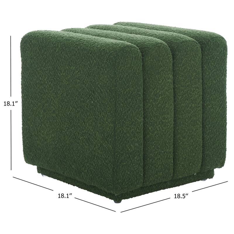 SAFAVIEH Joseph Upholstered Channel Tufted Square Ottoman, Fully Assembled