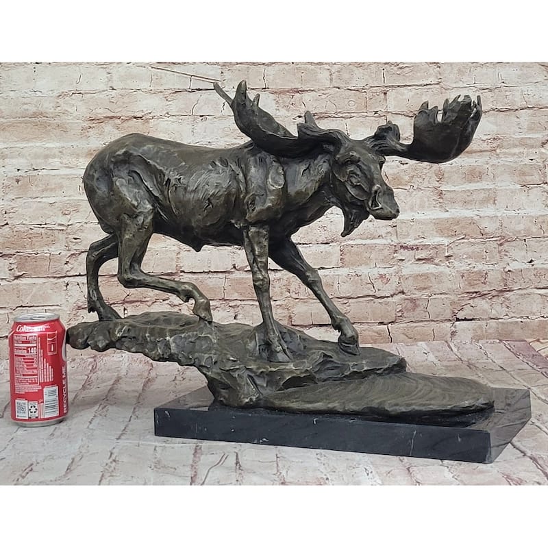 Hot Cast Bronze Moose Stag Sculpture Statue Wildlife Decor Signed Art
