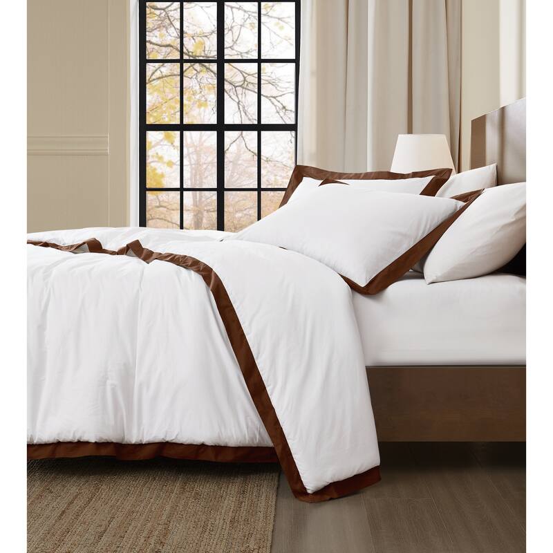 Brooklyn Loom Cotton Hotel Border 3 Piece Comforter Set