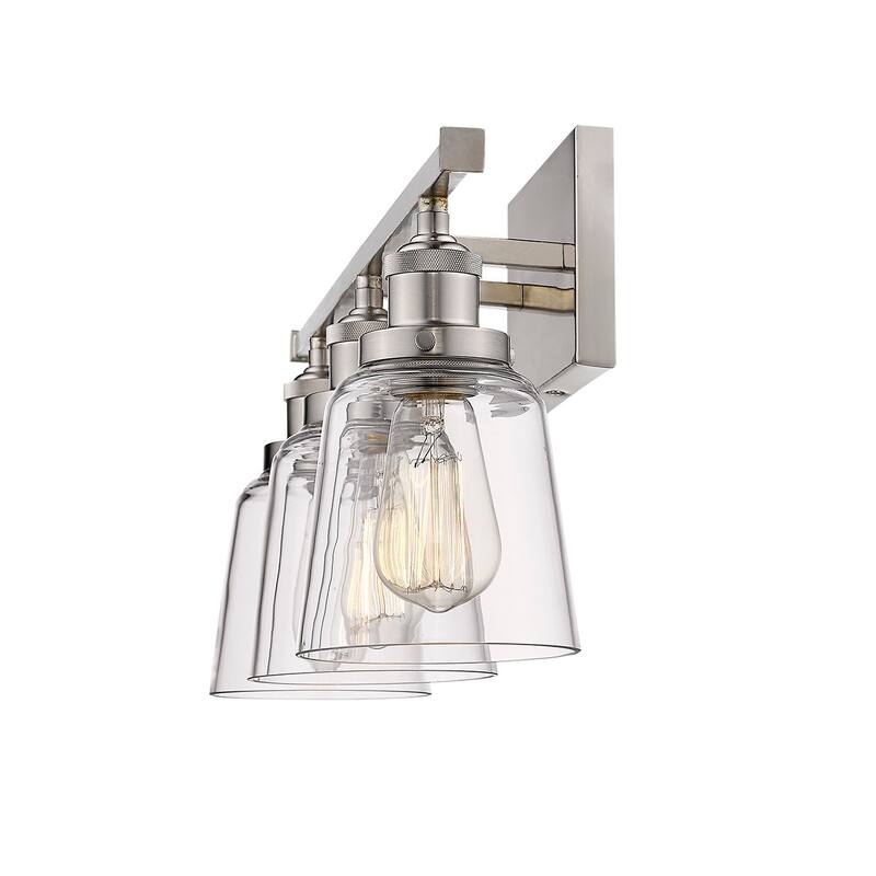 3-Light Nickel Bath Bar Vanity Light with Clear Glass
