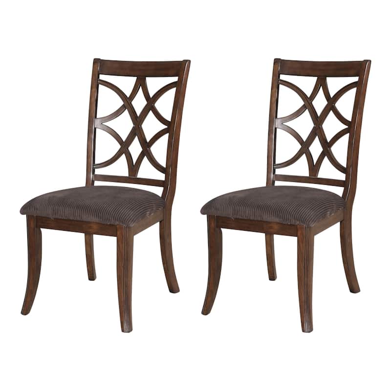 HomeRoots Set of Two Brown and Dark Brown Upholstered Microfiber Dining Side Chairs - 26 in. x 42 in. x 22 in.