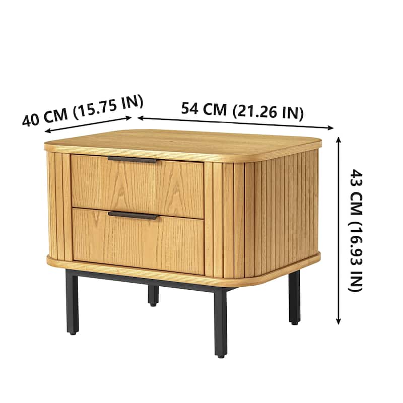 Wood Nightstand with 2 Drawers
