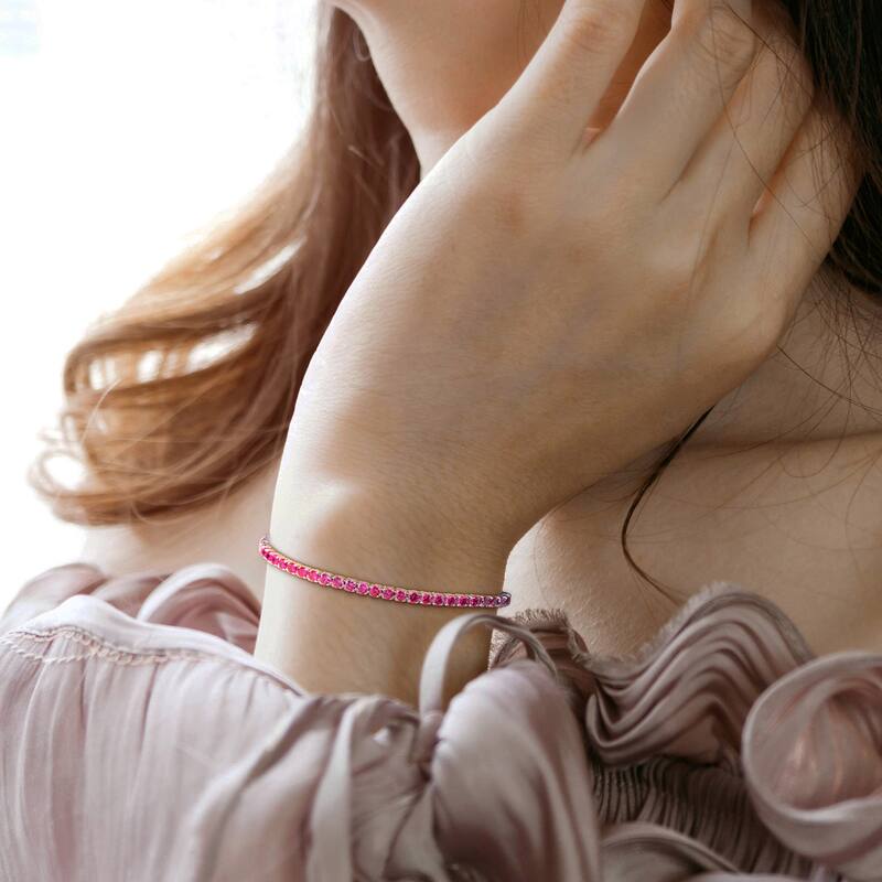 Miadora 5 1/10ct TGW Created Ruby Tennis Bracelet in Sterling Silver