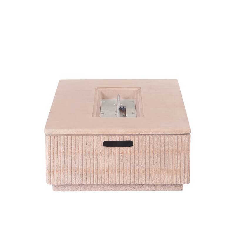 Christopher Knight Home - Lecce 2-Piece Outdoor MgO Fire Pit 50,000 BTU Table Set with Propane Tank Holder