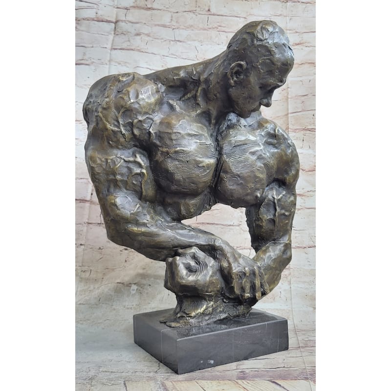 Bodybuilder Muscle Man Muscular Male Torso Abstract Bronze Statue Sculpture Trophy