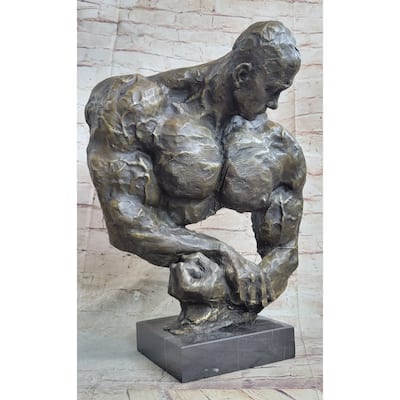 Bodybuilder Muscle Man Muscular Male Torso Abstract Bronze Statue Sculpture Trophy
