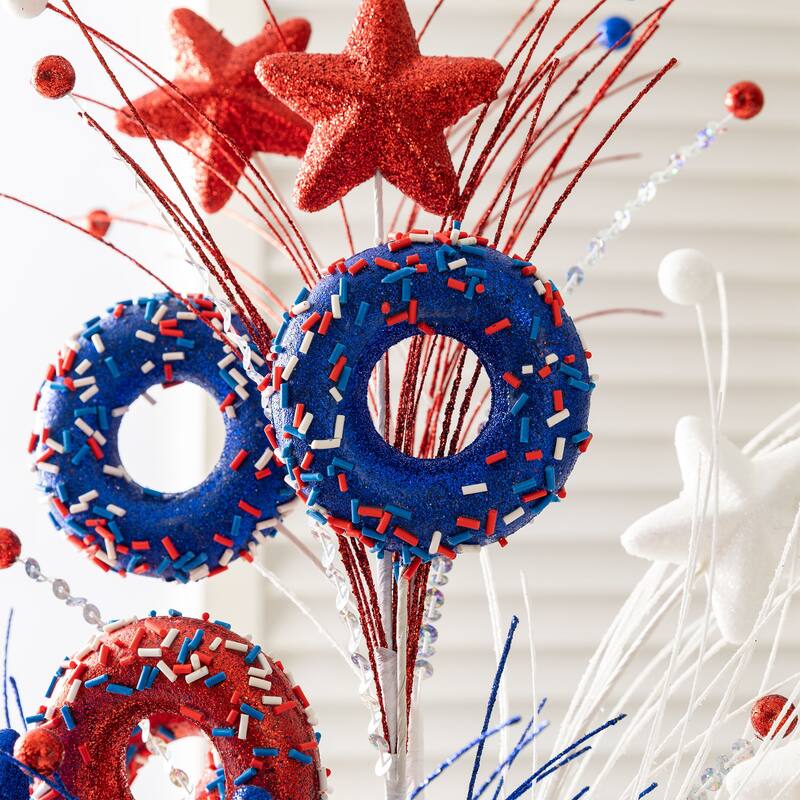 Glitzhome 28"H Set of 2 Patriotic/ Americana Stars and Donuts Picks