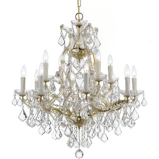 Maria Theresa 13 Light Clear Italian Crystal Gold Chandelier - 29'' W x 30'' H