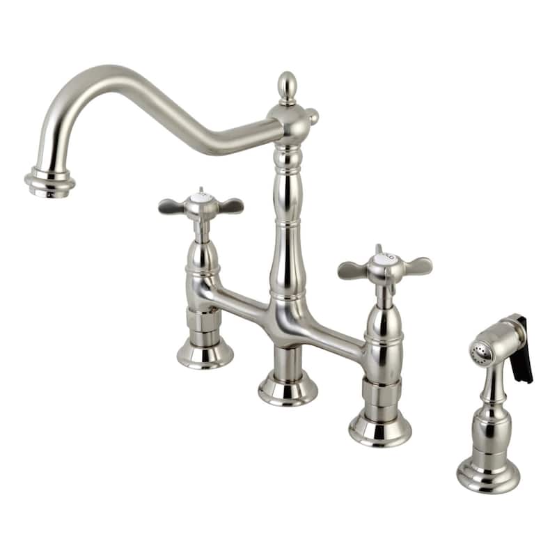 Kingston Brass Essex 1.8 GPM Bridge Kitchen Faucet - Includes Side - Brushed Nickel