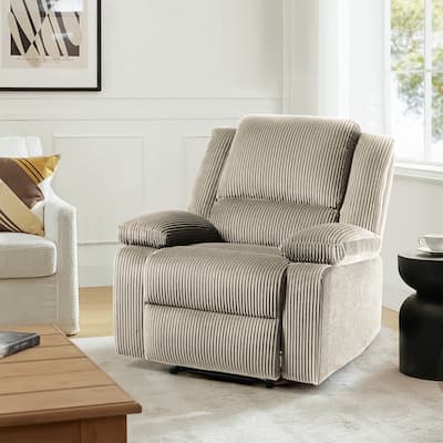 Corduroy Manual Recliner Glider Club Chair with Footrest