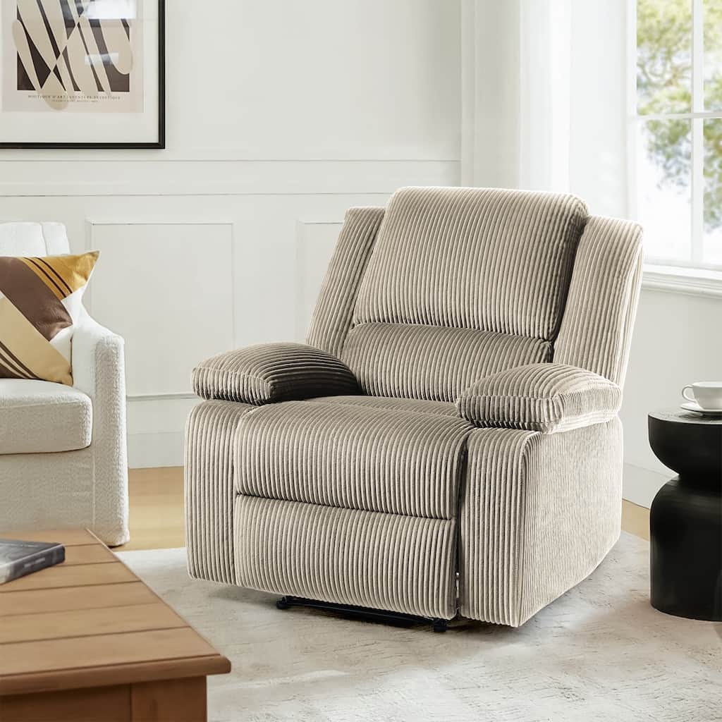 Corduroy Manual Recliner Glider Club Chair with Footrest