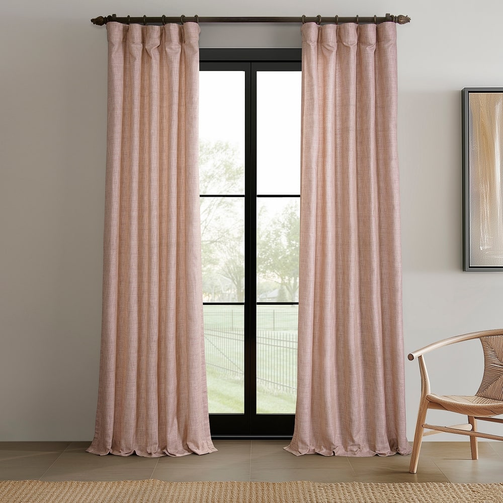 Exclusive Fabrics Raw Linen Weave Light Filtering Curtains for Bedroom & Living Room Curtains Pair - 2 Panel Drapes