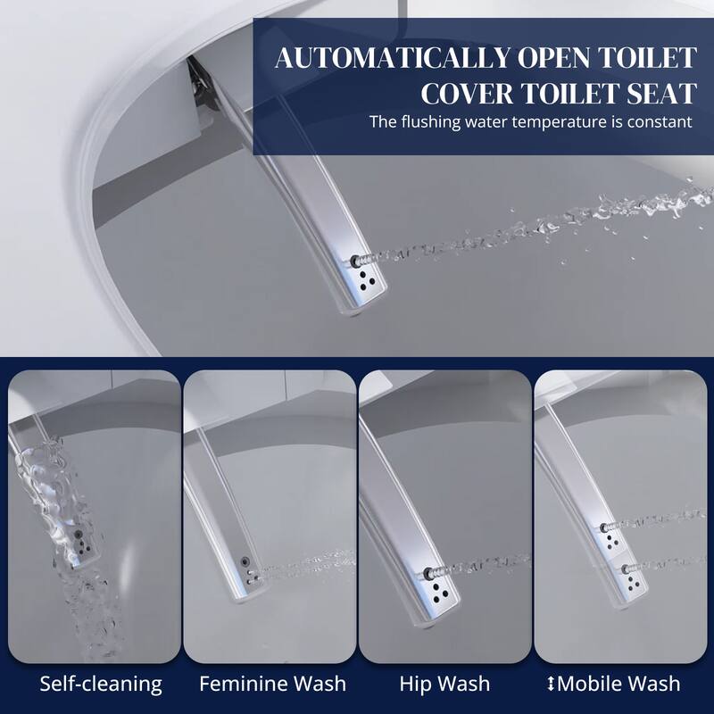 Smart Toilet, One Piece Bidet Toilet for Bathrooms,Modern Elongated Toilet with Warm Water,Dual Auto Flush,Foot Sensor Operation