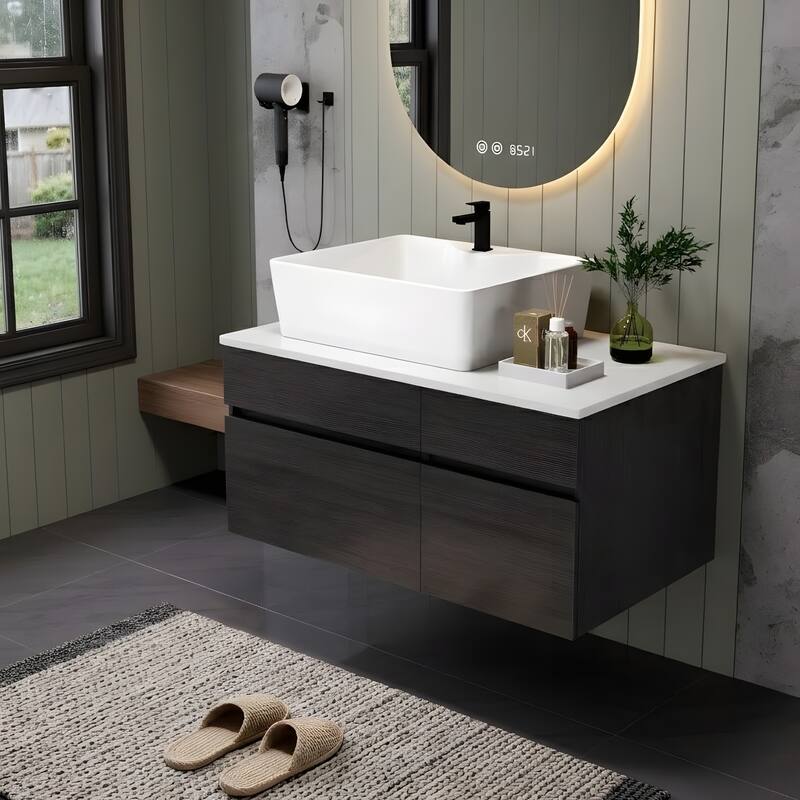 31.5 Inches Floating Single Small Bathroom Vanity with Sink
