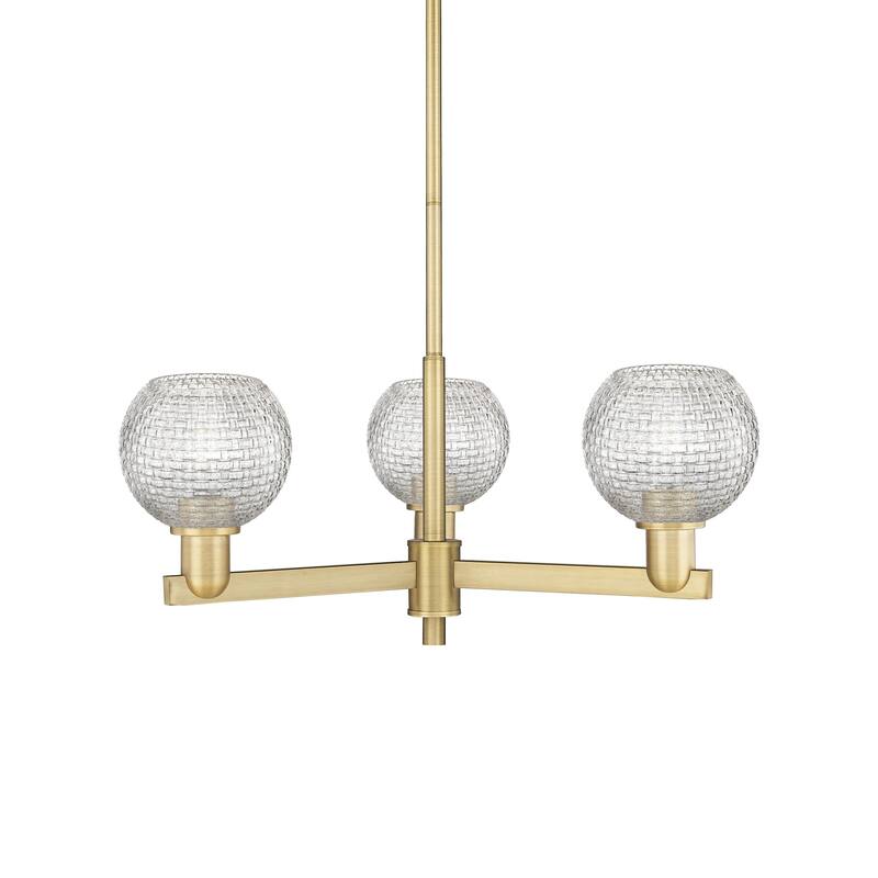 Innovations Lighting 716-3CR-11-28 Athens Chandelier Athens 3 Light - Brushed Brass / Clear Basketweave