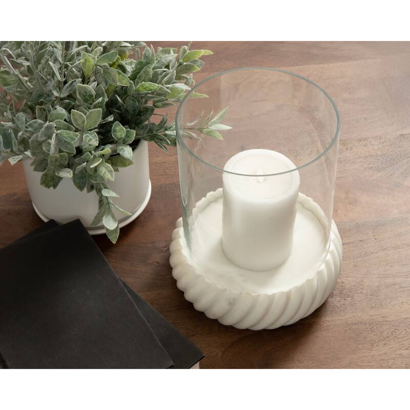 Kate and Laurel Trenza Marble Candle Holder - 8x8x9