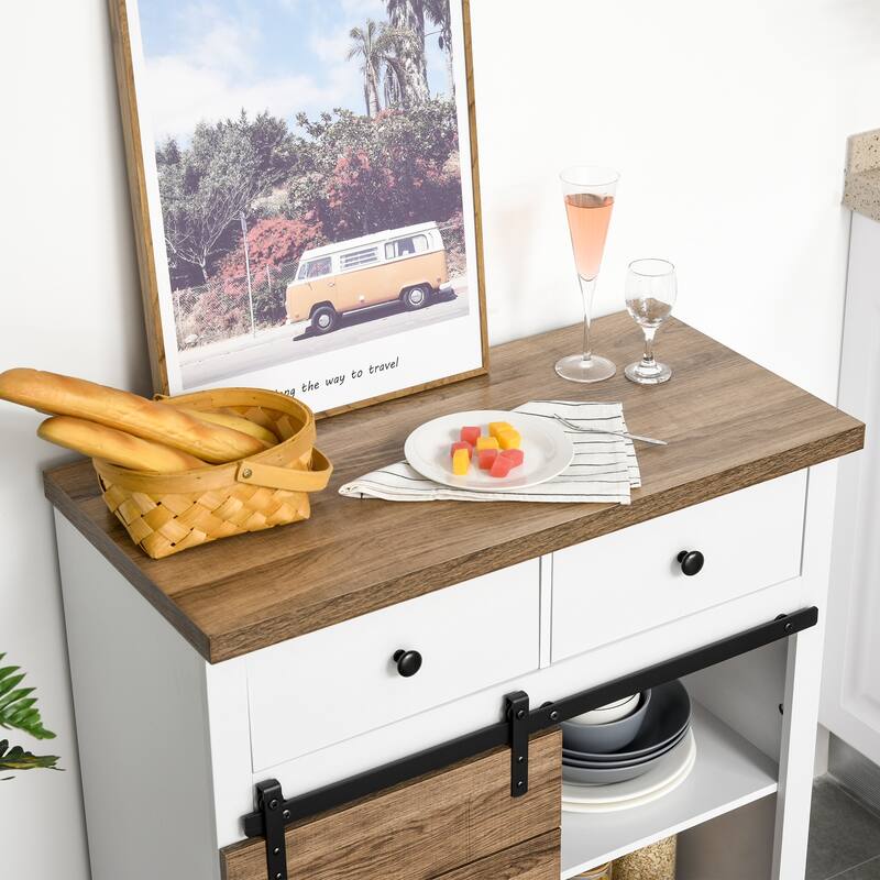 Farmhouse Coffee Bar Cabinet Sideboard Buffet Cabinet