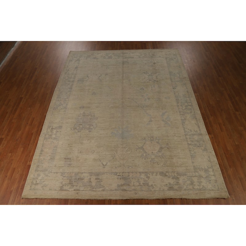 Hand Knotted Oriental 100% Wool Carpet Transitional All-Over Beige & Ivories Oushak Area Rug - 11' 11'' X 9' 5''