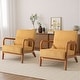 preview thumbnail 54 of 141, 25" W Mid Century Upholstered Wood Accent Chair with Pillow set of 2 Dark Wood - Orange