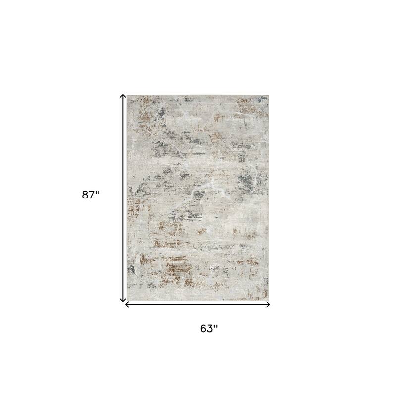 Power Loomed Abstract Modern Non Skid Stain Resistant Area Rug - 87' X '63' X '0.39