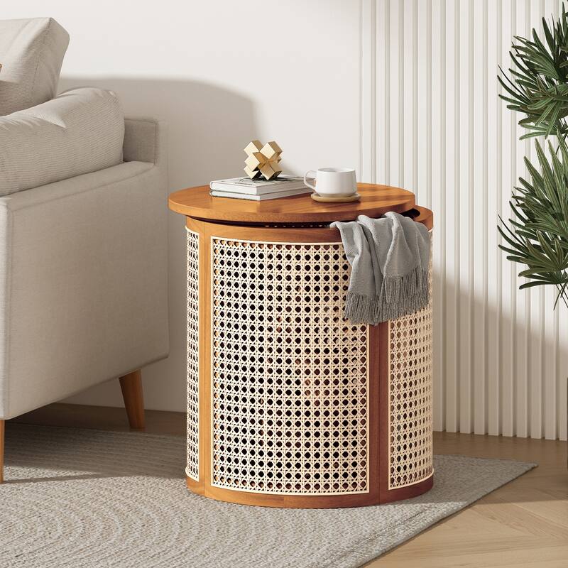 Christopher Knight Home - Elna Round Rubber Solid Wood Side Table in Natural Finish, Compact Modern Accent