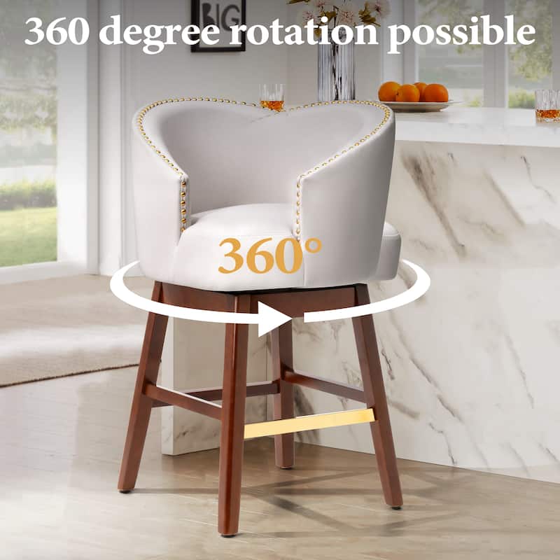 Pellebant 26.4''/31.9"H Height Solid Wood Swivel Indoor Bar Stools
