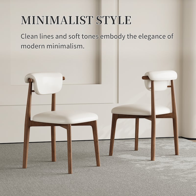 Modern Not Assembled Need Faux Leather Dining chairs, Beige, Solid Wood legs, Mid Century Kitchen Chairs for Diningroom