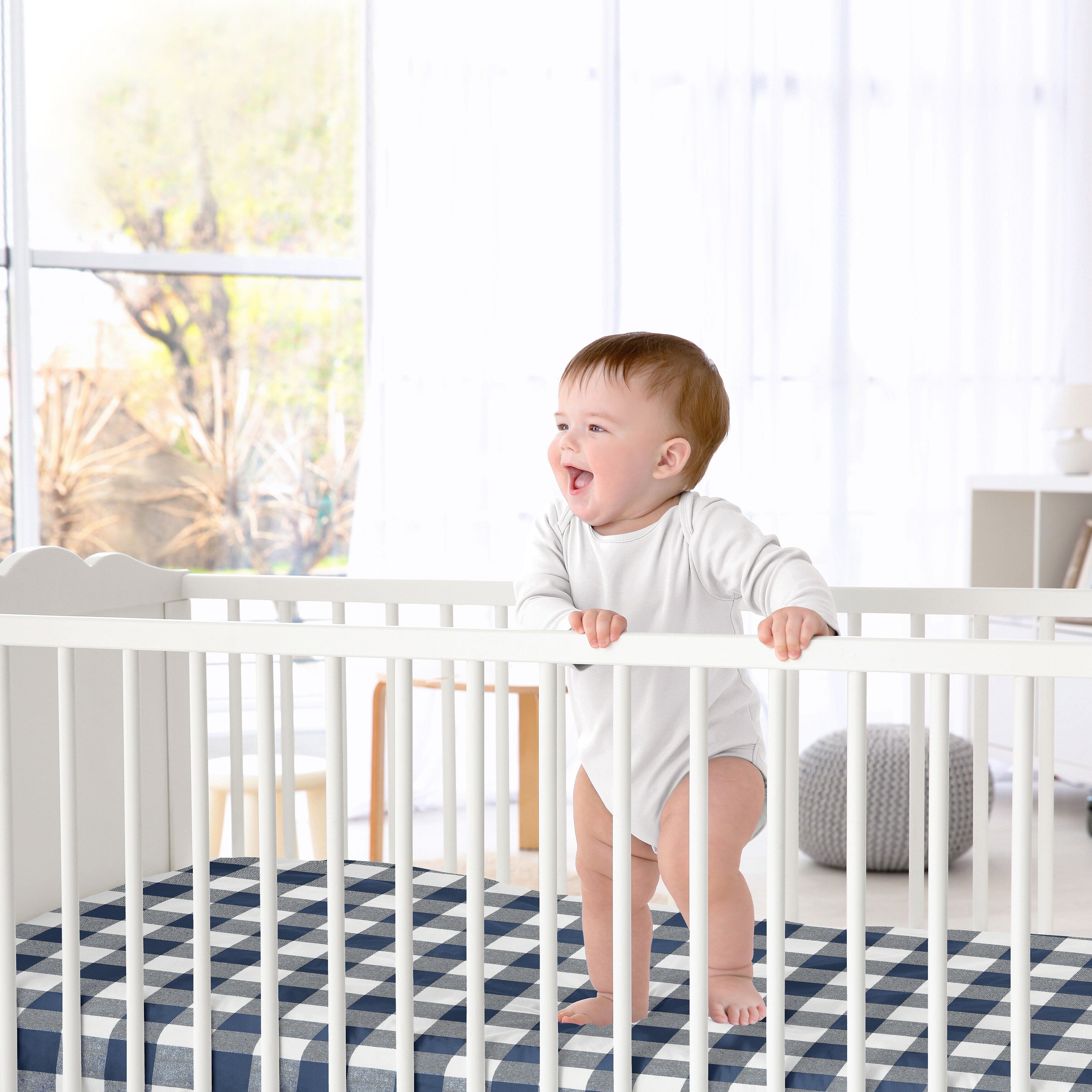 Navy buffalo 2025 check crib bedding