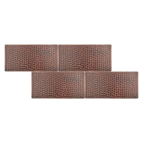 4" x 8" Hammered Copper Tile - Quantity 4 (T48DBH_PKG4)