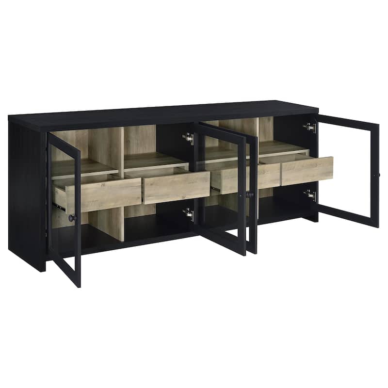 Denison 79-Inch 4-Door TV Stand Media Console Black