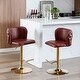 preview thumbnail 17 of 85, Modern Upholstered Pu Bar Chair Set of 2 with Back Tufted & Nailhead Gold Chrome Base, Adjustable Swivel Bar Stool