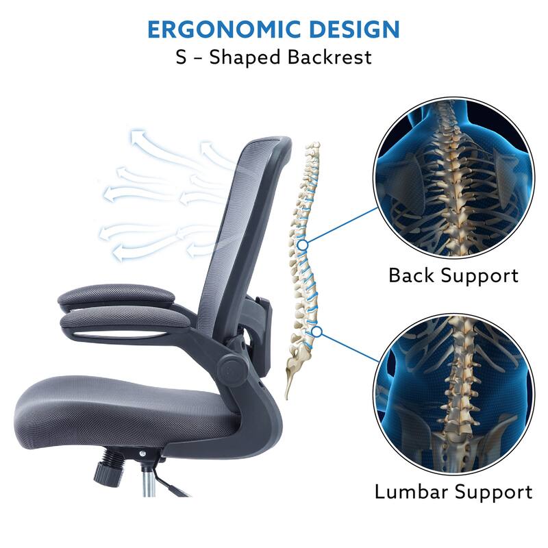 Serena Ergonomic Mesh Drafting Chair - Adjustable, Breathable Mesh, Lumbar Support, Ergonomic and Height Adjustable Flip-Top
