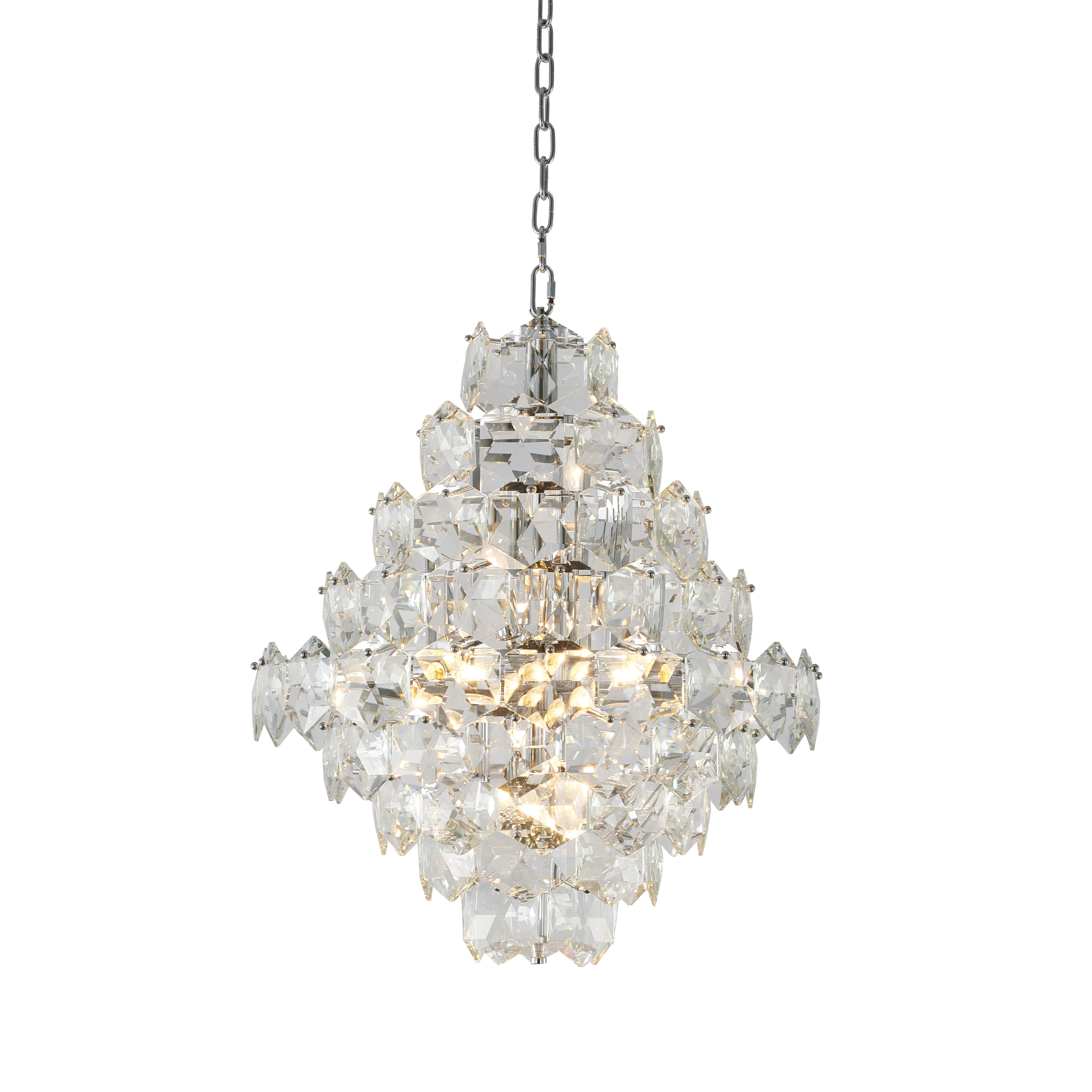 Transitional 12-Light Chrome Chandelier With Clear Crystals